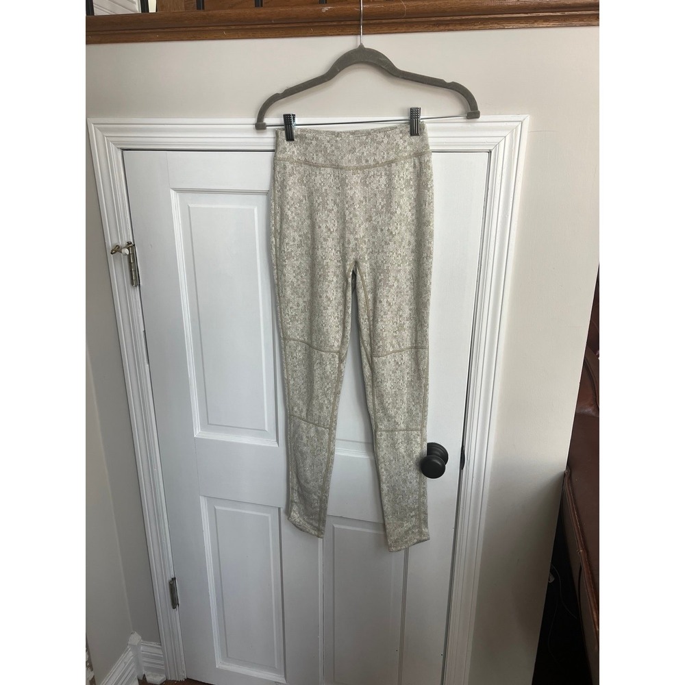 Gymshark Fleur Texture Leggings in a khaki green and white marl colorway small